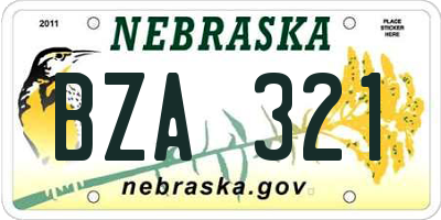 NE license plate BZA321
