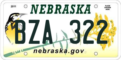 NE license plate BZA322