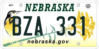 NE license plate BZA331