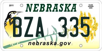 NE license plate BZA335