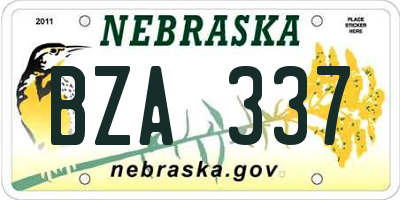 NE license plate BZA337