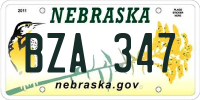 NE license plate BZA347