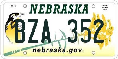 NE license plate BZA352