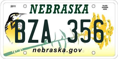 NE license plate BZA356