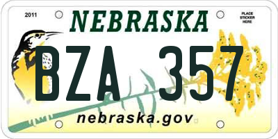 NE license plate BZA357