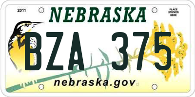 NE license plate BZA375