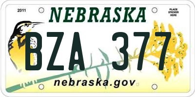NE license plate BZA377