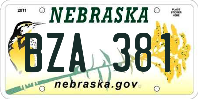 NE license plate BZA381