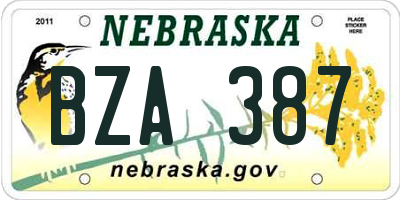 NE license plate BZA387