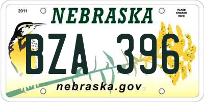 NE license plate BZA396