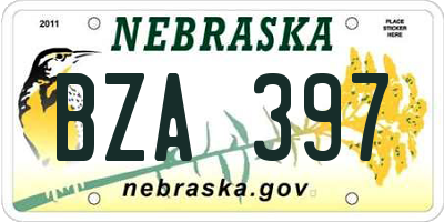 NE license plate BZA397