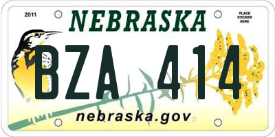 NE license plate BZA414