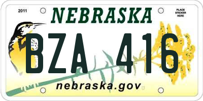 NE license plate BZA416