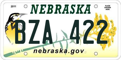 NE license plate BZA422