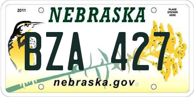 NE license plate BZA427