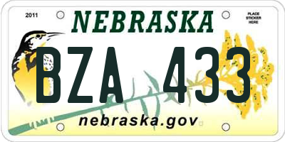NE license plate BZA433