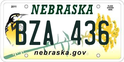 NE license plate BZA436