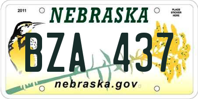 NE license plate BZA437