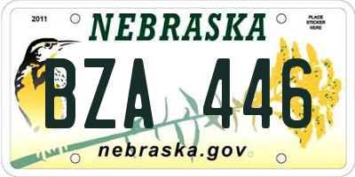 NE license plate BZA446