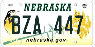 NE license plate BZA447