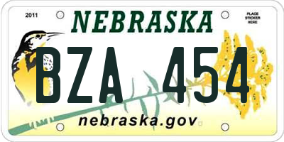 NE license plate BZA454