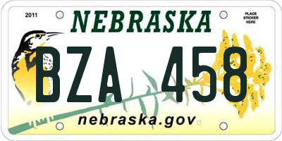 NE license plate BZA458