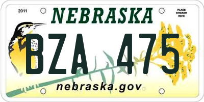 NE license plate BZA475