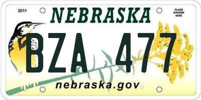 NE license plate BZA477