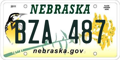 NE license plate BZA487