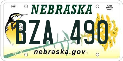 NE license plate BZA490