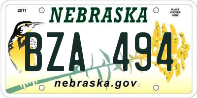 NE license plate BZA494