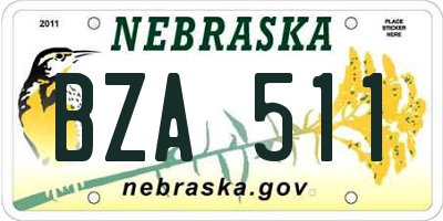 NE license plate BZA511