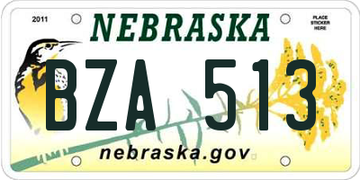NE license plate BZA513