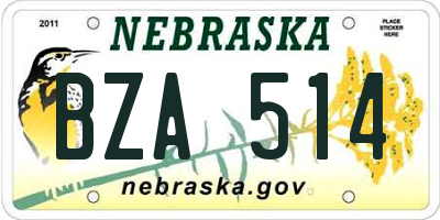 NE license plate BZA514