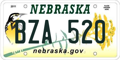 NE license plate BZA520