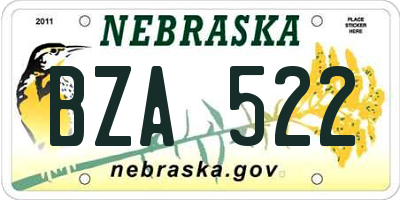 NE license plate BZA522