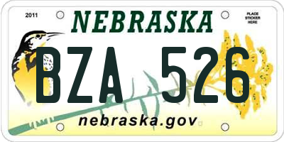 NE license plate BZA526