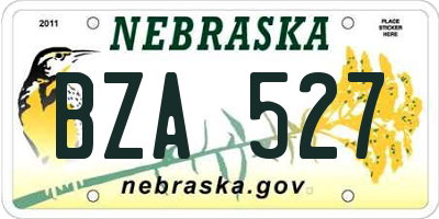 NE license plate BZA527