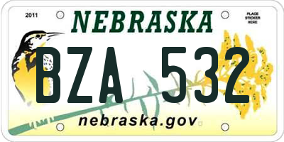 NE license plate BZA532