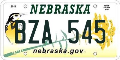 NE license plate BZA545