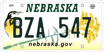 NE license plate BZA547
