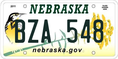 NE license plate BZA548