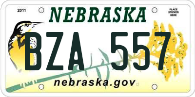 NE license plate BZA557