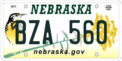 NE license plate BZA560