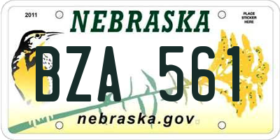 NE license plate BZA561