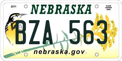 NE license plate BZA563