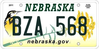 NE license plate BZA568