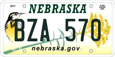 NE license plate BZA570