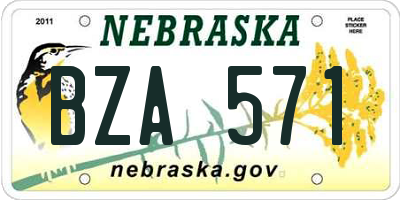 NE license plate BZA571