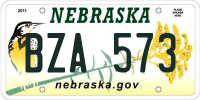 NE license plate BZA573